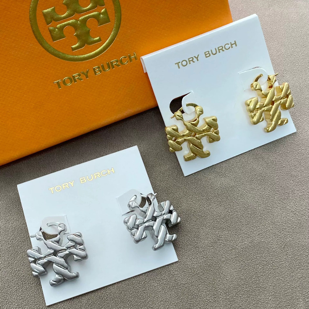 Tory Burch 3D Letter Metal Earrings